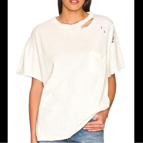 We The Free Tops - We The Free People Rubi Ivory Bone White Distressed Short Sleeve Tee T Shirt XL